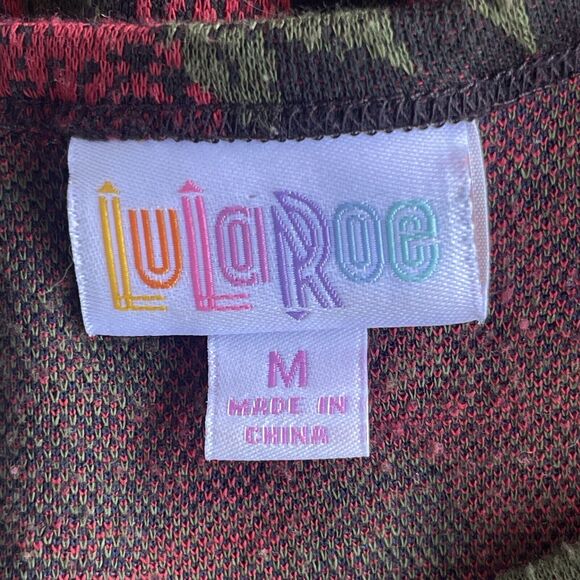 Lularoe Amelia Dress Womens Medium Black Red Blue‎ Roses Fit & Flare Goth Grunge - Picture 5 of 12